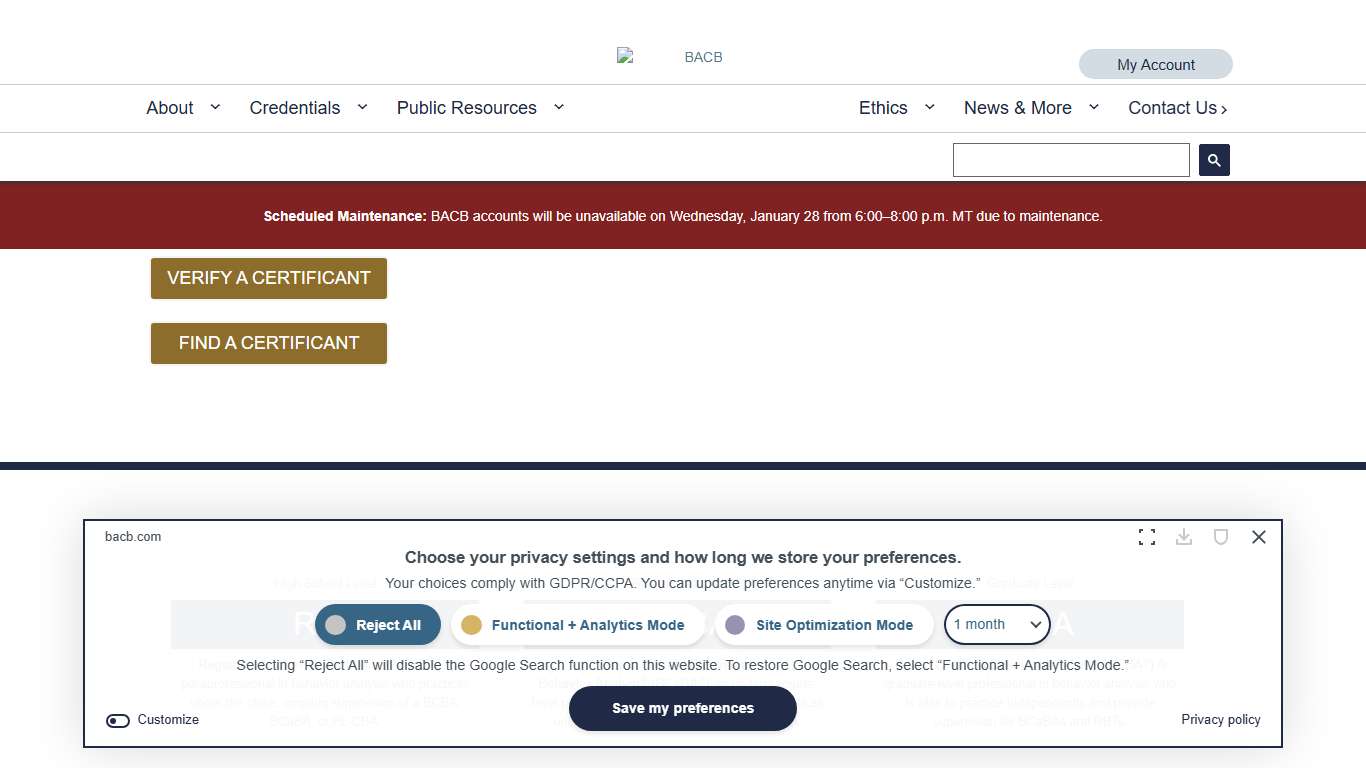BACB - Behavior Analyst Certification Board